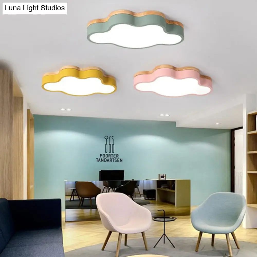 Eye-Caring Led Flush Mount Ceiling Light For Baby Bedroom - Nordic Style