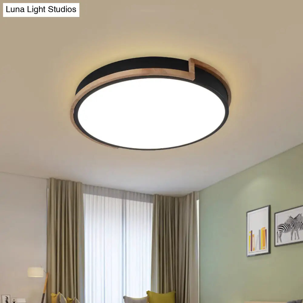 Eye-Caring Slim Drum Led Ceiling Light For Bedroom - Choice Of 3 Sizes In Black Grey Or White