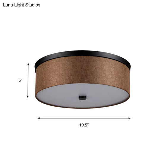 Fabric Brown Modern Led Flush Mount Ceiling Fixture 16’/19.5’ Diameter