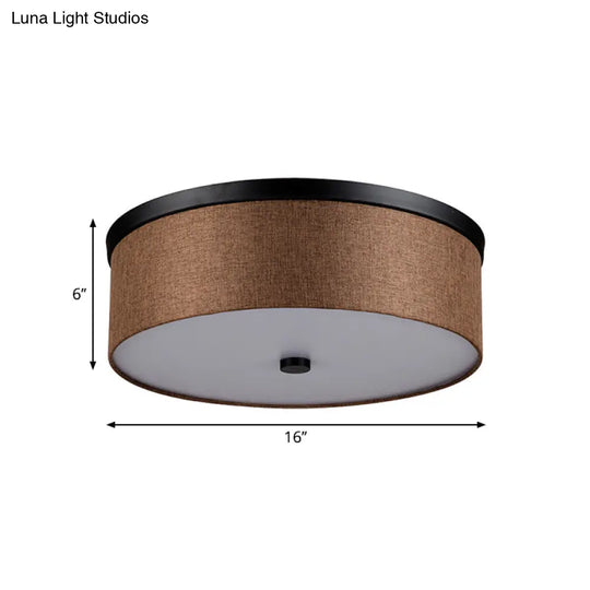 Fabric Brown Modern Led Flush Mount Ceiling Fixture 16’/19.5’ Diameter