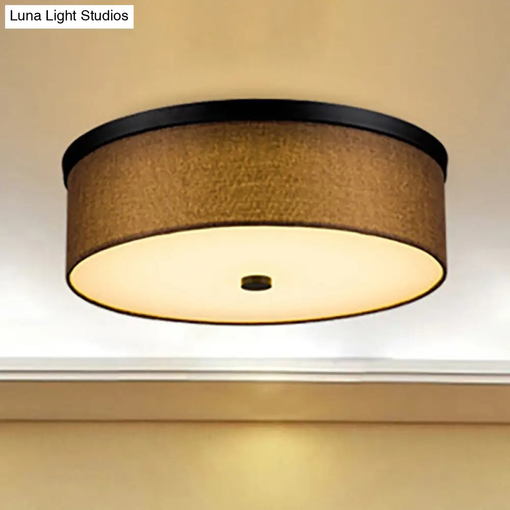 Fabric Brown Modern Led Flush Mount Ceiling Fixture 16/19.5 Diameter Dark Coffee / 16