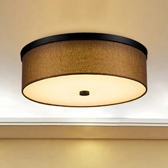 Fabric Brown Modern Led Flush Mount Ceiling Fixture 16’/19.5’ Diameter Dark Coffee / 16’