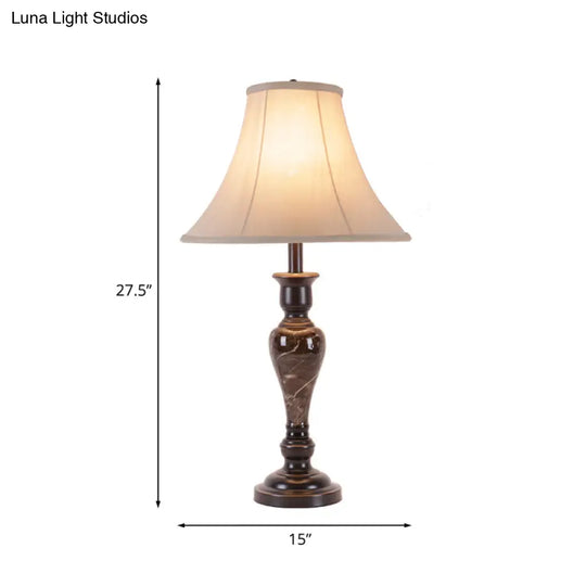 Fabric Table Lamp: 1-Light Traditional White Bell Shade With Urn Base Perfect For Living Room Night