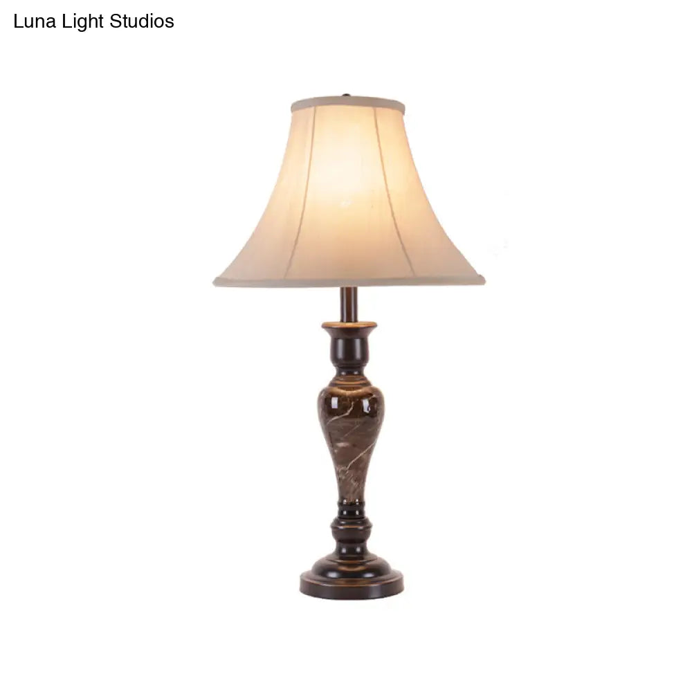 Fabric Table Lamp: 1-Light Traditional White Bell Shade With Urn Base Perfect For Living Room Night