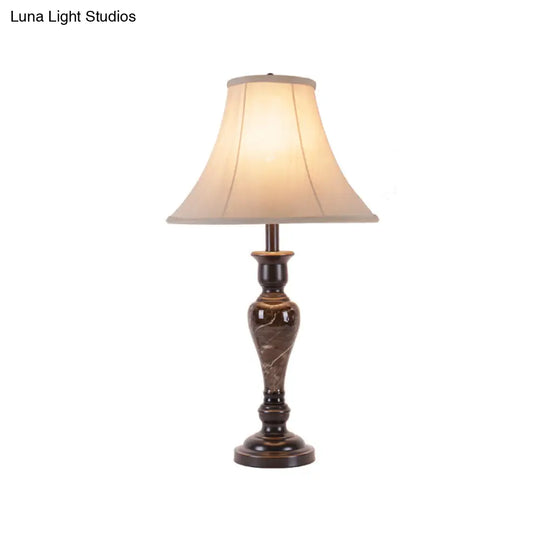 Fabric Table Lamp: 1-Light Traditional White Bell Shade With Urn Base Perfect For Living Room Night