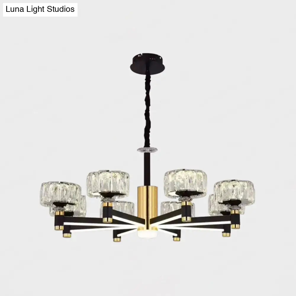 Black Postmodern Crystal Chandelier Ceiling Light For Living Room With Round Shade 8 /