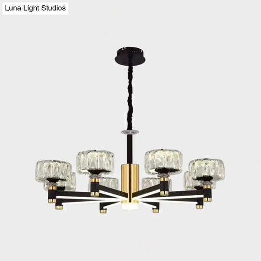 Black Postmodern Crystal Chandelier Ceiling Light For Living Room With Round Shade 8 /