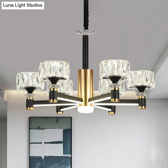 Black Postmodern Crystal Chandelier Ceiling Light For Living Room With Round Shade 6 /