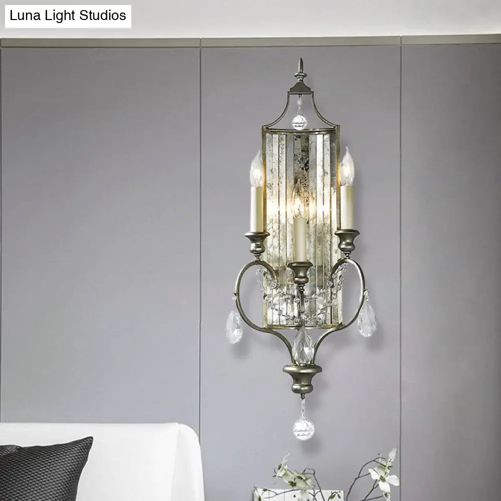 Faceted Crystal Silver Wall Sconce Candelabra For Living Rooms 1/3-Head Fixture