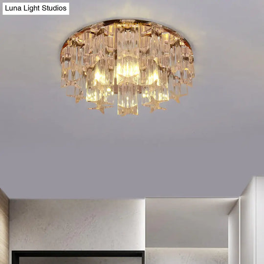 Faceted Crystal Starfish Led Semi Flush Light For Hallways With Warm/White In Rose Gold / White