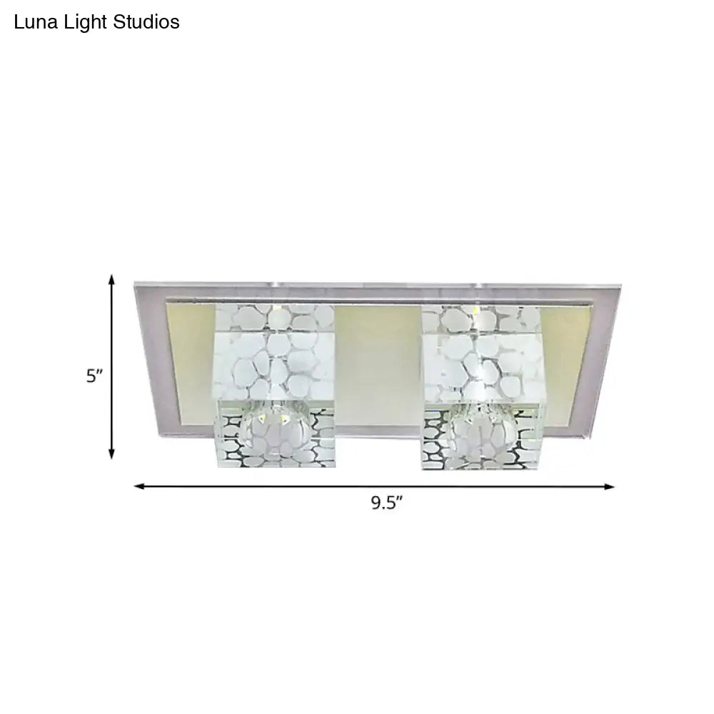 Faceted Glass Led Ceiling Flush Light Fixture - Modern Nordic Cubic Design For Living Room