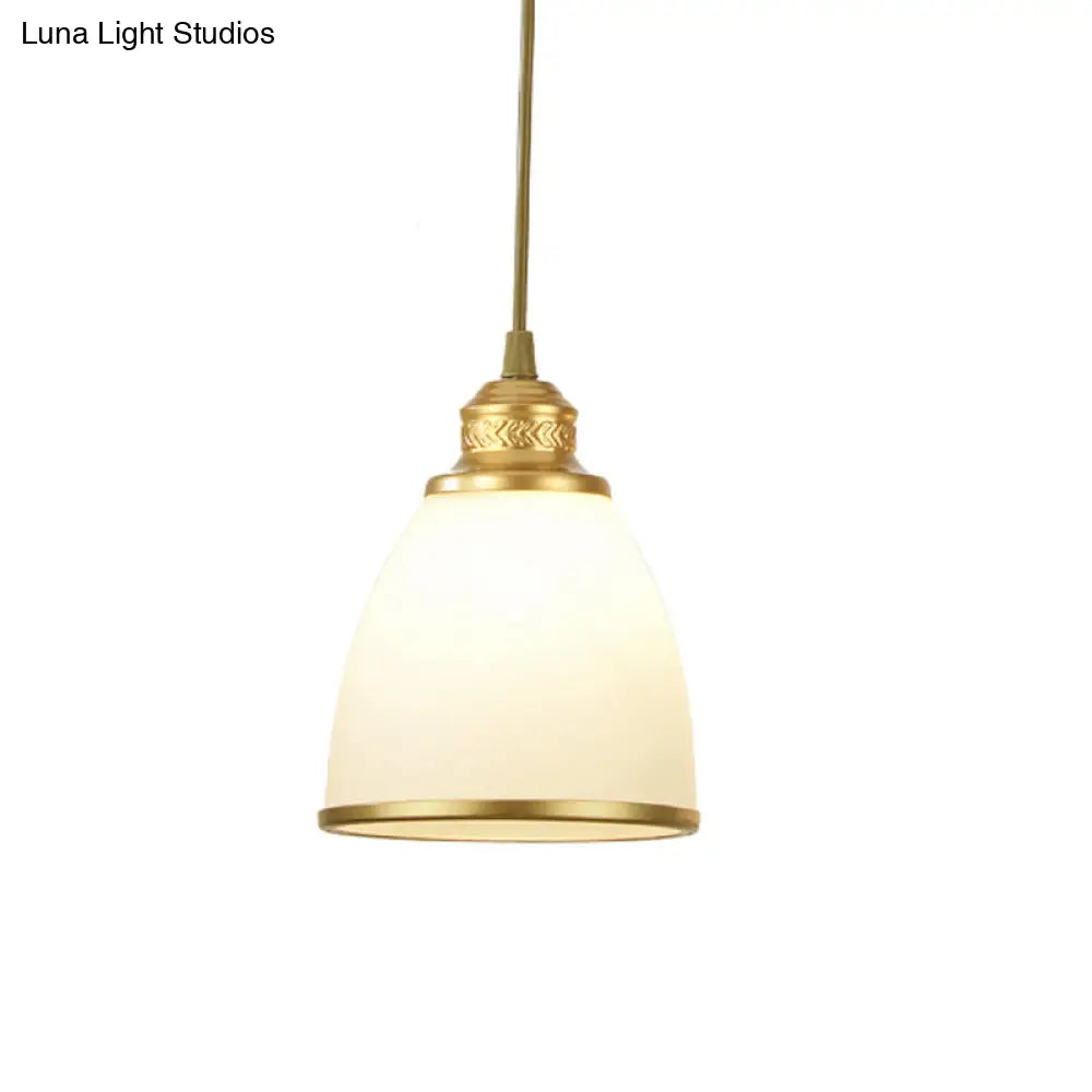 Factory Black/Brass Frosted Glass Dome Pendant Light With Single-Bulb