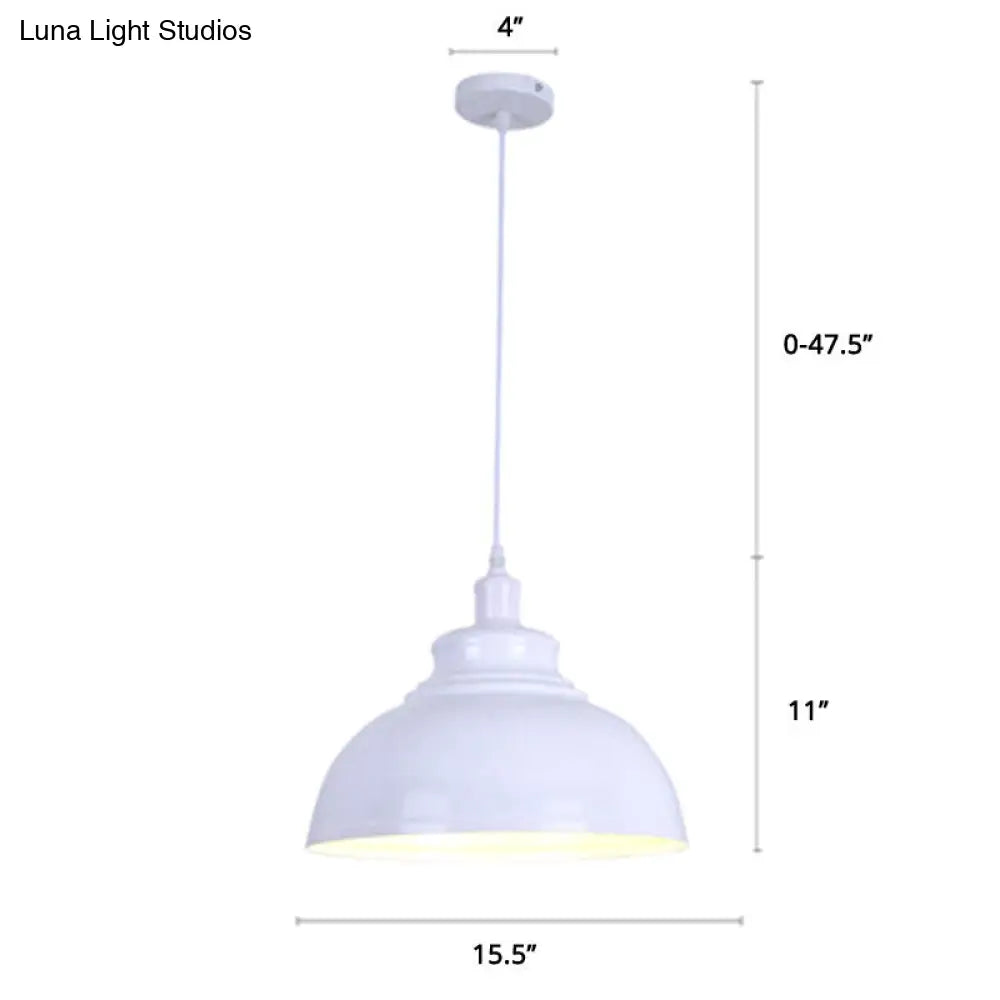 Metal Pendant Ceiling Light With Factory Style Bowl Shade - 1 Head Ideal For Restaurants & Hangouts