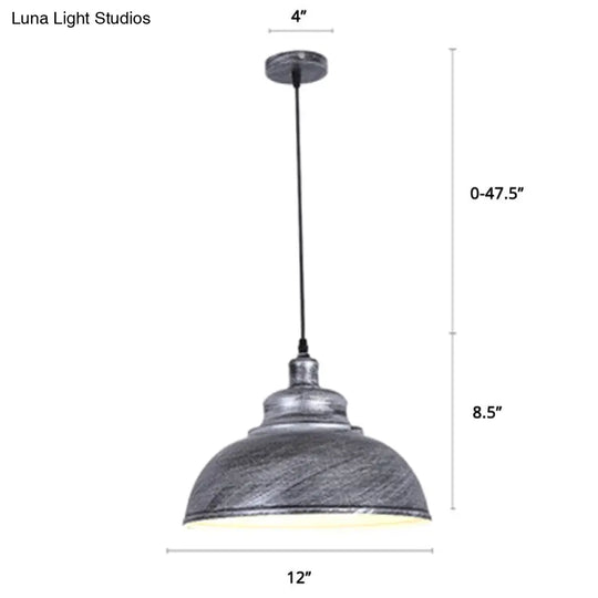 Metal Pendant Ceiling Light With Factory Style Bowl Shade - 1 Head Ideal For Restaurants & Hangouts