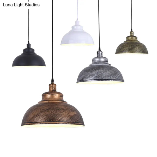 Metal Pendant Ceiling Light With Factory Style Bowl Shade - 1 Head Ideal For Restaurants & Hangouts