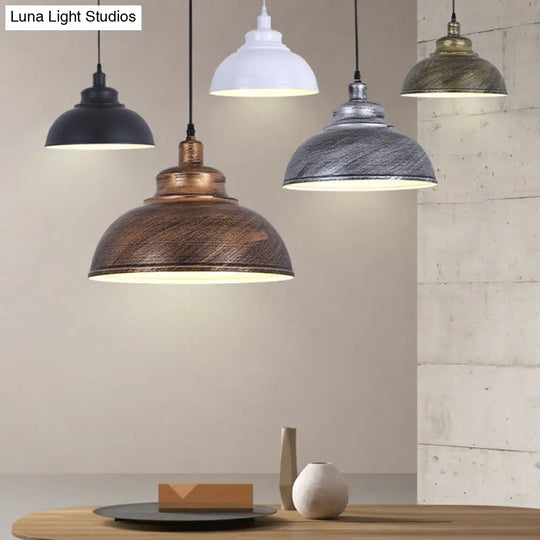 Metal Pendant Ceiling Light With Factory Style Bowl Shade - 1 Head Ideal For Restaurants & Hangouts