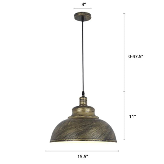 Factory Style Metal Pendant Ceiling Light - Bowl Shade Restaurant Hanging Lamp Bronze / 16’