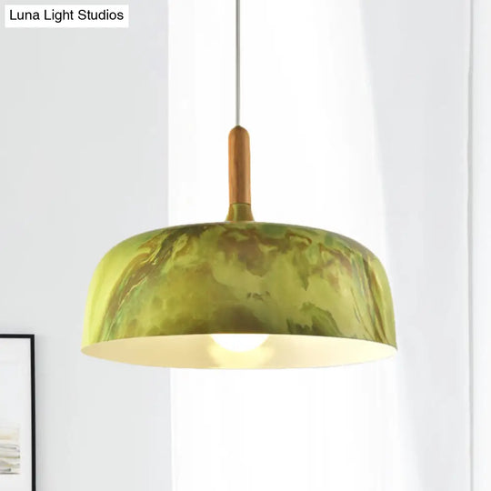 Farmhouse Aluminum Suspension Lamp - 1 Head Bedroom Ceiling Light White/Green/Red Brown Green