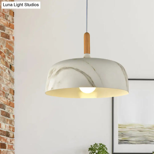 Farmhouse Aluminum Suspension Lamp - 1 Head Bedroom Ceiling Light White/Green/Red Brown White