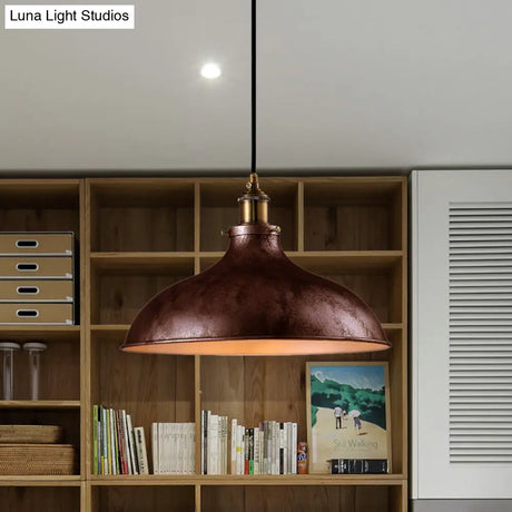 Farmhouse 1-Head Pendant Ceiling Light: Rustic Wrought Iron Bowl Lamp In Style - Silver/Rust