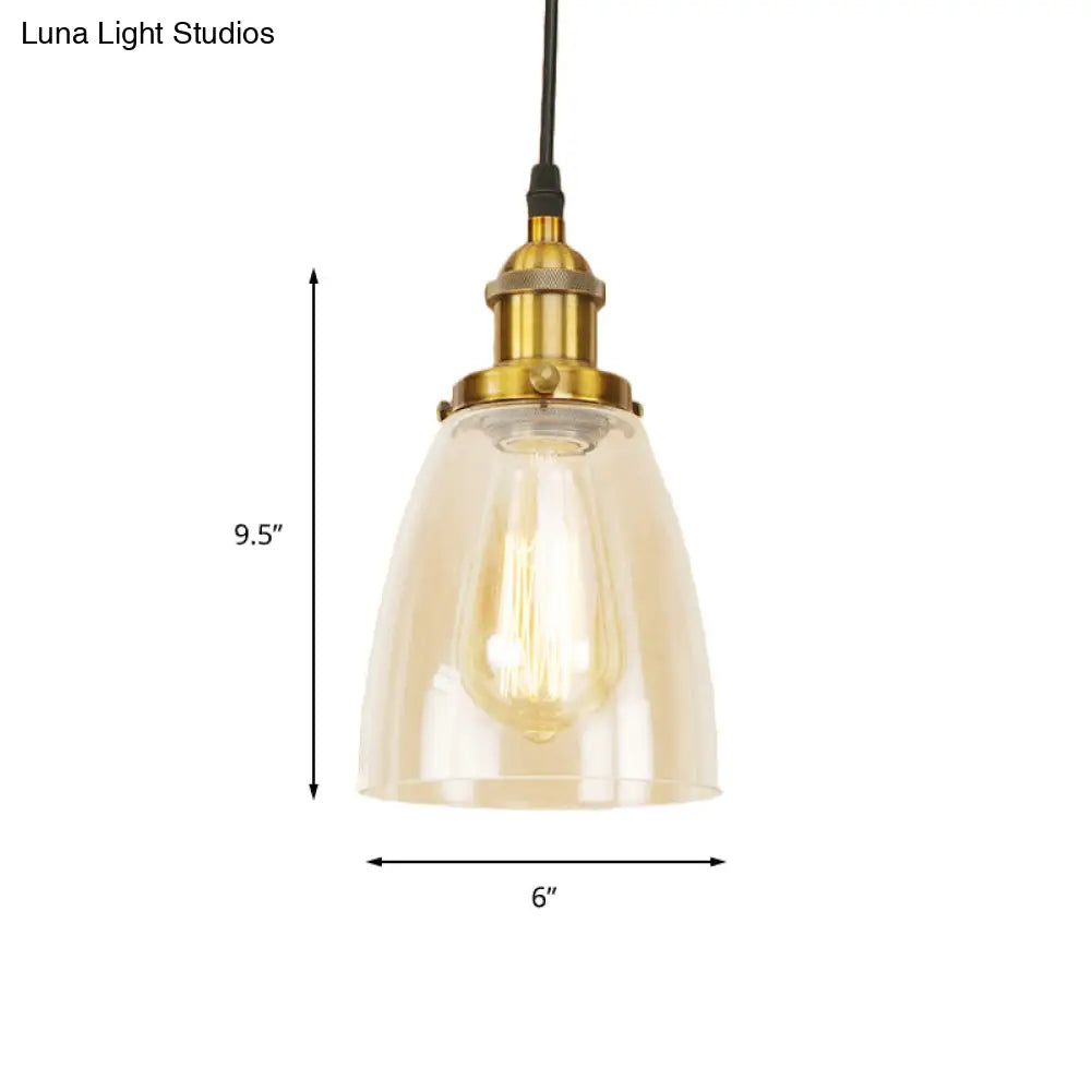 Farmhouse 1 Light Pendant Ceiling With Brass/Copper Finish And Clear Glass