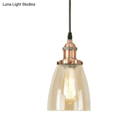 Farmhouse 1 Light Pendant Ceiling With Brass/Copper Finish And Clear Glass