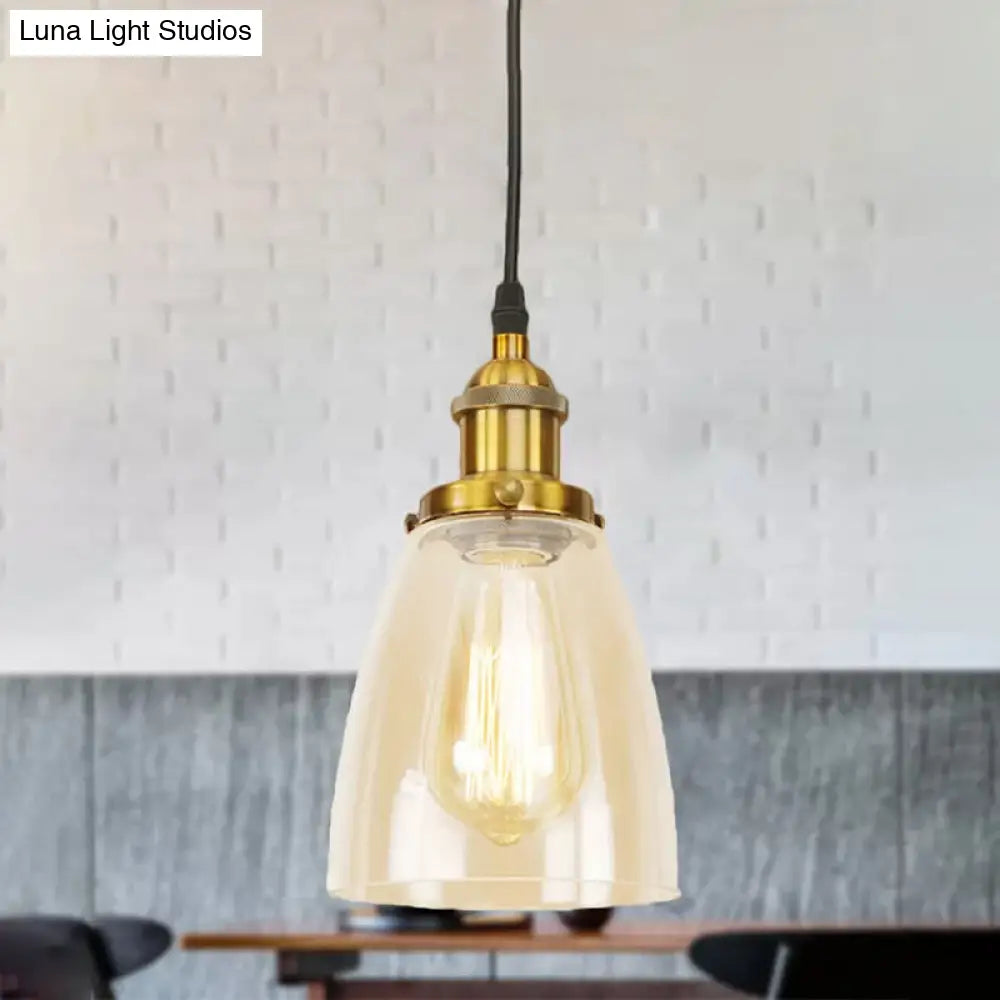 Farmhouse 1 Light Pendant Ceiling With Brass/Copper Finish And Clear Glass