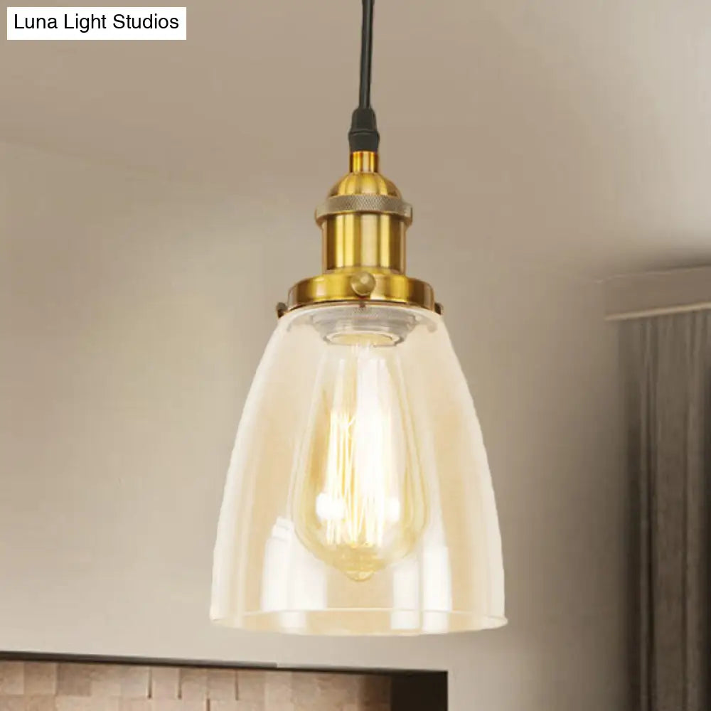 Farmhouse 1 Light Pendant Ceiling With Brass/Copper Finish And Clear Glass