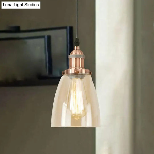 Farmhouse 1 Light Pendant Ceiling With Brass/Copper Finish And Clear Glass