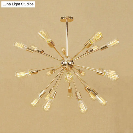 Modern Farmhouse Iron Chandelier Light - 18/21 Lights Copper/Gold Finish Sputnik Ceiling Fixture For