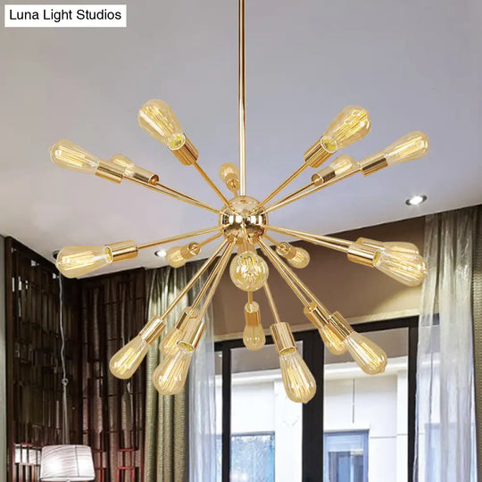 Farmhouse 18/21-Light Iron Chandelier: Copper/Gold Sputnik Ceiling Fixture For Dining Room