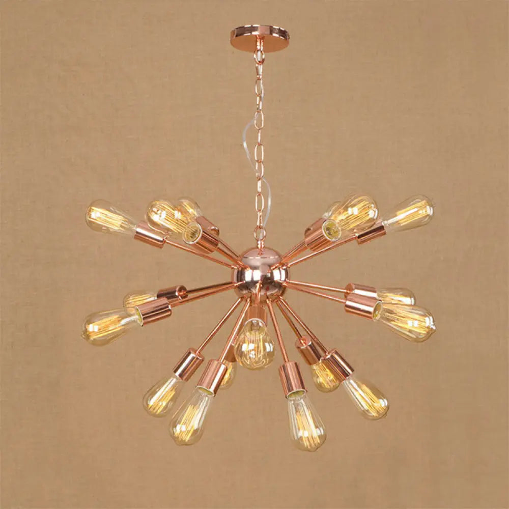 Farmhouse 18/21-Light Iron Chandelier: Copper/Gold Sputnik Ceiling Fixture For Dining Room 18 /