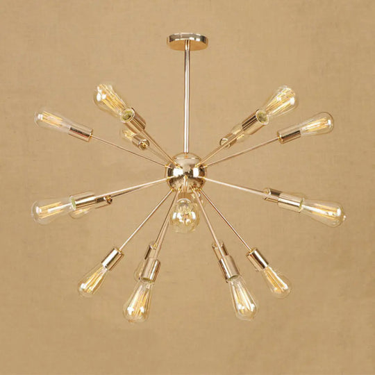 Farmhouse 18/21-Light Iron Chandelier: Copper/Gold Sputnik Ceiling Fixture For Dining Room 18 / Gold