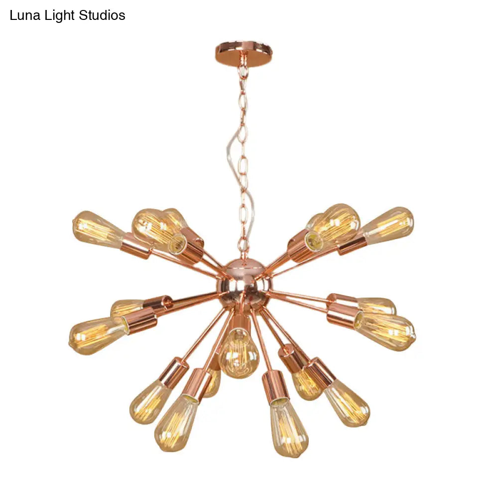 Farmhouse 18/21-Light Iron Chandelier: Copper/Gold Sputnik Ceiling Fixture For Dining Room