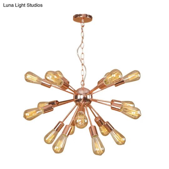 Farmhouse 18/21-Light Iron Chandelier: Copper/Gold Sputnik Ceiling Fixture For Dining Room