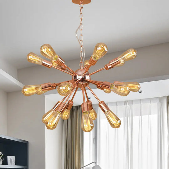 Farmhouse 18/21-Light Iron Chandelier: Copper/Gold Sputnik Ceiling Fixture For Dining Room 21 /