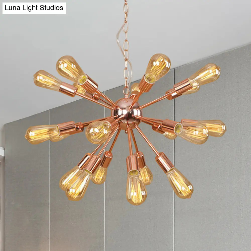 Farmhouse 18/21-Light Iron Chandelier: Copper/Gold Sputnik Ceiling Fixture For Dining Room