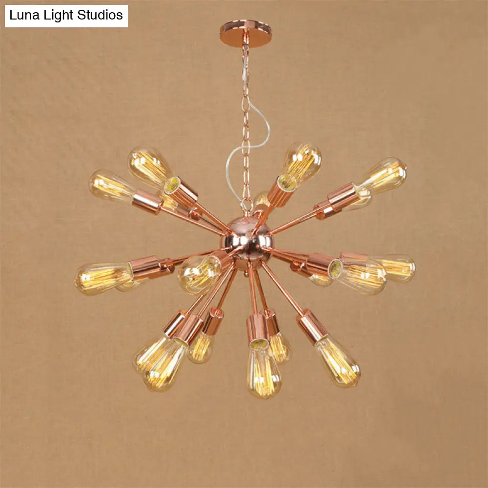 Farmhouse 18/21-Light Iron Chandelier: Copper/Gold Sputnik Ceiling Fixture For Dining Room