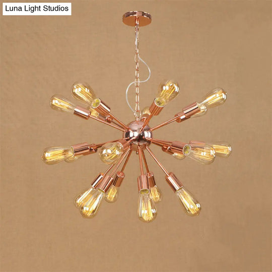 Farmhouse 18/21-Light Iron Chandelier: Copper/Gold Sputnik Ceiling Fixture For Dining Room