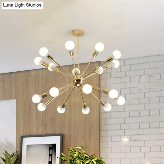 Farmhouse 18/21-Light Iron Chandelier: Copper/Gold Sputnik Ceiling Fixture For Dining Room