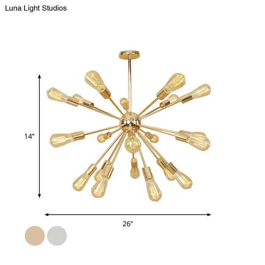 Farmhouse 18/21-Light Iron Chandelier: Copper/Gold Sputnik Ceiling Fixture For Dining Room