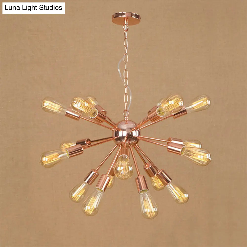 Modern Farmhouse Iron Chandelier Light - 18/21 Lights Copper/Gold Finish Sputnik Ceiling Fixture For