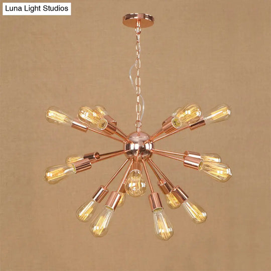 Modern Farmhouse Iron Chandelier Light - 18/21 Lights Copper/Gold Finish Sputnik Ceiling Fixture For