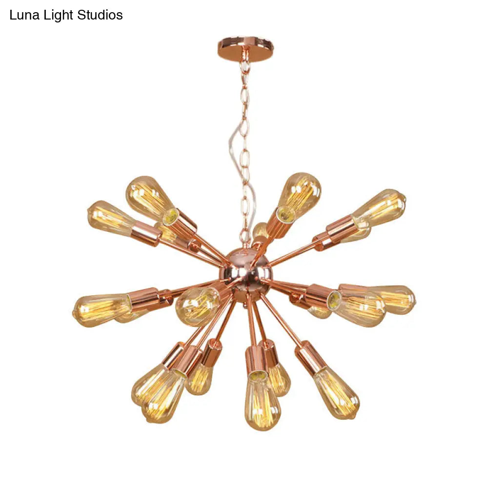 Modern Farmhouse Iron Chandelier Light - 18/21 Lights Copper/Gold Finish Sputnik Ceiling Fixture For