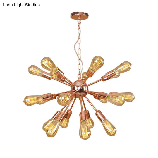 Modern Farmhouse Iron Chandelier Light - 18/21 Lights Copper/Gold Finish Sputnik Ceiling Fixture For