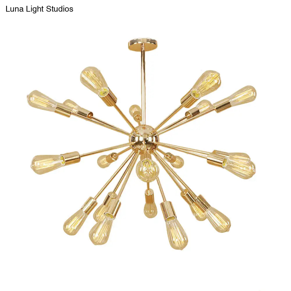 Farmhouse 18/21-Light Iron Chandelier: Copper/Gold Sputnik Ceiling Fixture For Dining Room