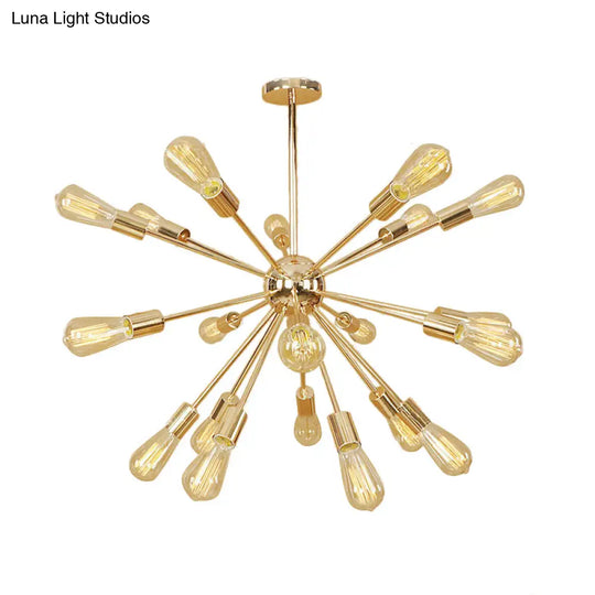 Farmhouse 18/21-Light Iron Chandelier: Copper/Gold Sputnik Ceiling Fixture For Dining Room