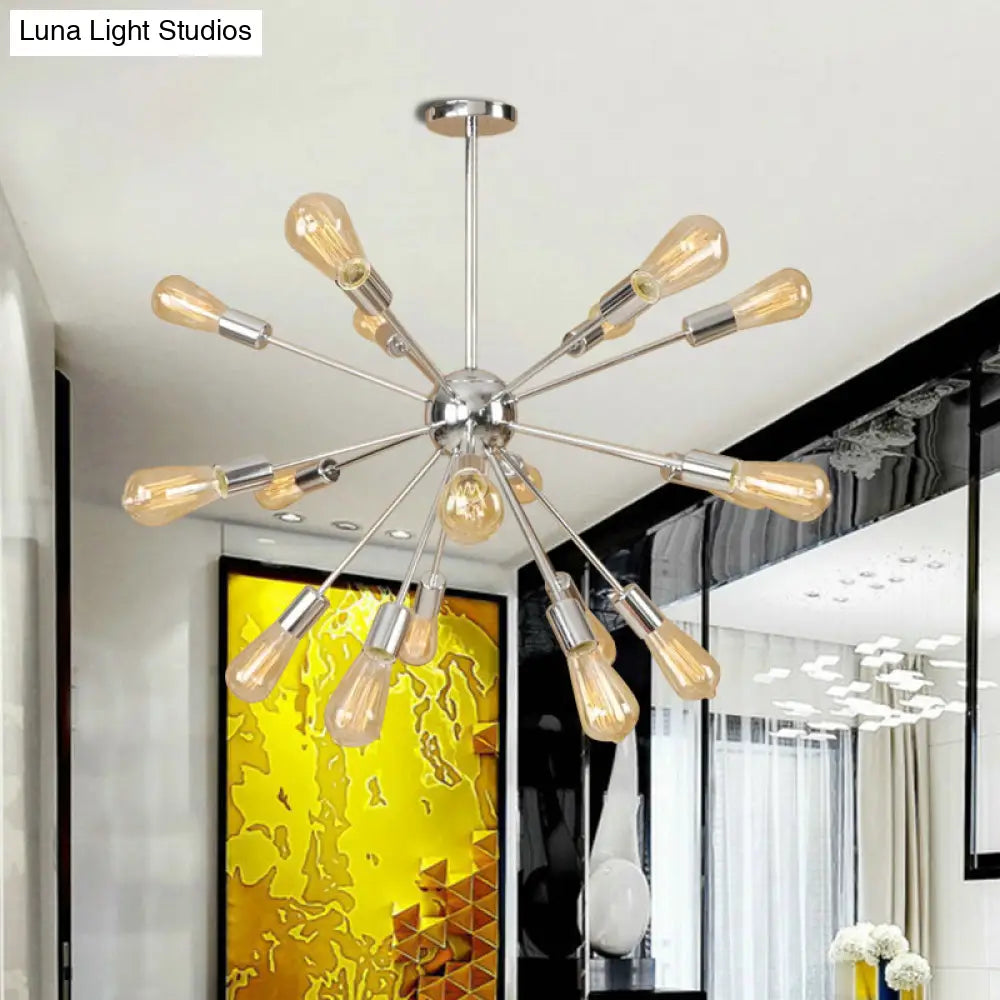 Farmhouse 18/21-Light Iron Chandelier: Copper/Gold Sputnik Ceiling Fixture For Dining Room