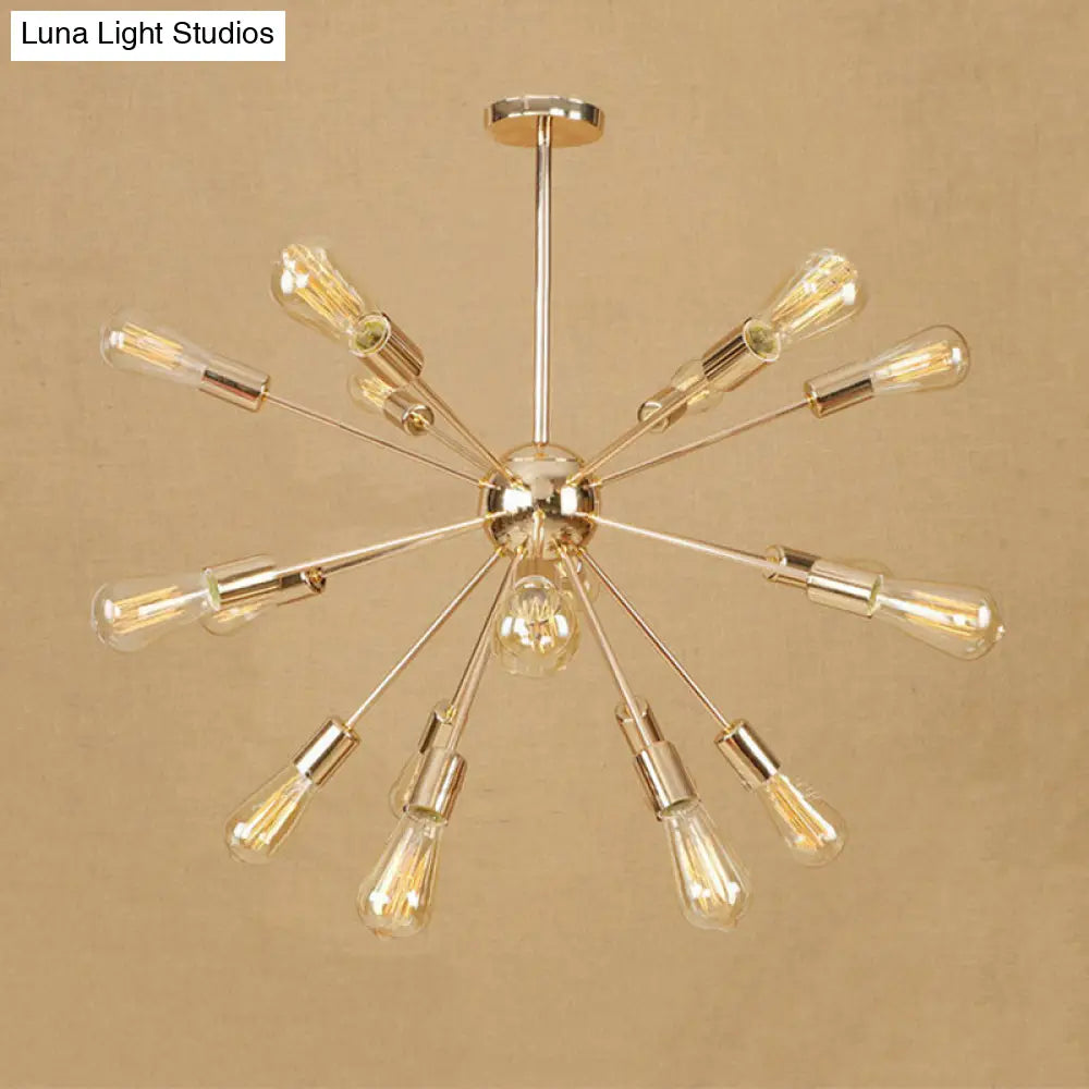 Modern Farmhouse Iron Chandelier Light - 18/21 Lights Copper/Gold Finish Sputnik Ceiling Fixture For