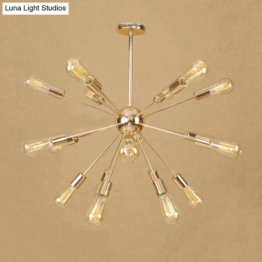 Modern Farmhouse Iron Chandelier Light - 18/21 Lights Copper/Gold Finish Sputnik Ceiling Fixture For